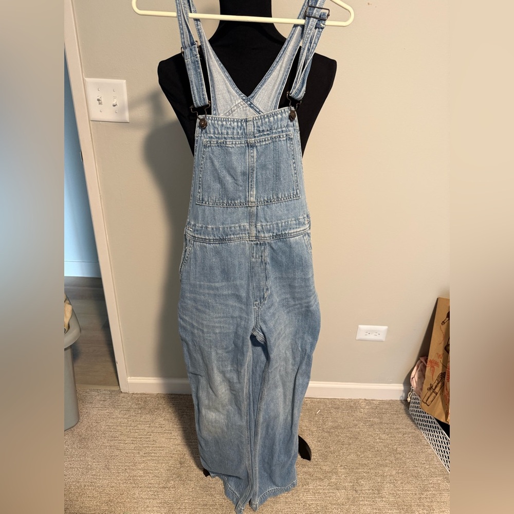 Free People Light Blue Denim Overalls